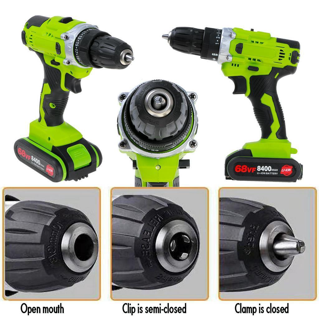Screwdriver Driver And LED Worklight And 8400mAh Battery  25+1 N.M Electric Cordless Drill 68V