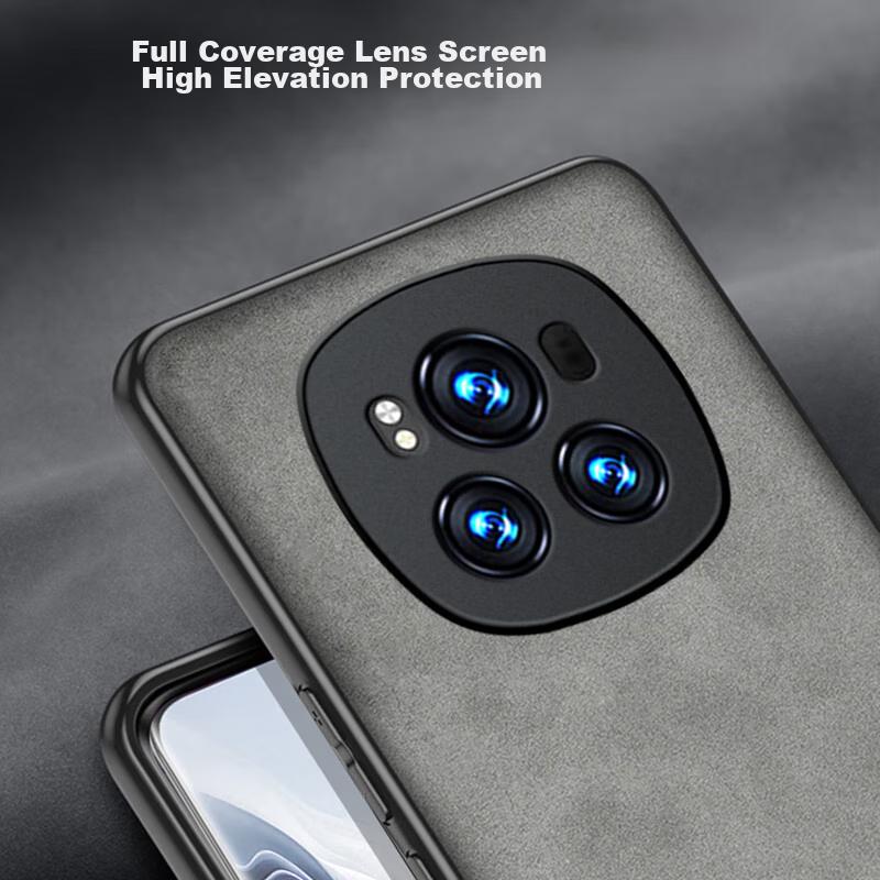 Honor Magic6 Phone Case, Magic6 Full Lens Protection, Silicone Soft Edge, Shockproof, Ultra-Thin, Simple And Leather Texture Case, Quiet Black