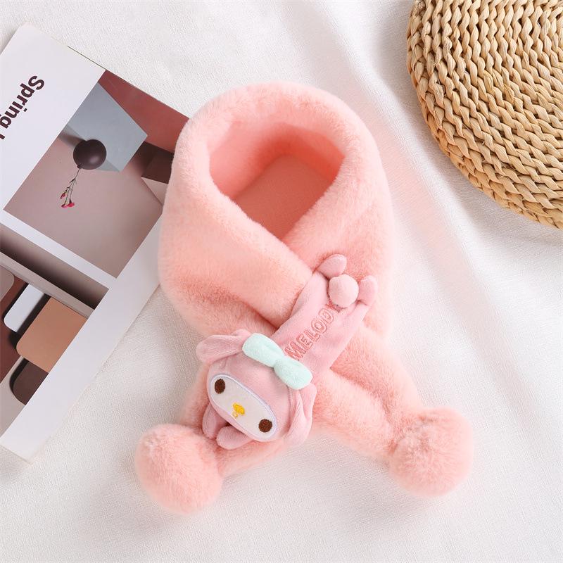 Toddler Christmas Red Scarf - Cute Cartoon Bear, Plush Imitation Rabbit Fur, Thick & Warm Neck Warmer