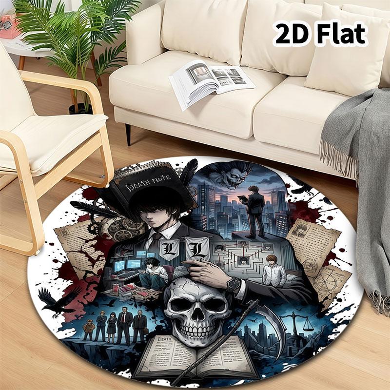 Death Note Round Area Rug Carpet Rug For Living Room Bedroom Sofa Playroom Decor Nonslip Floor Mat