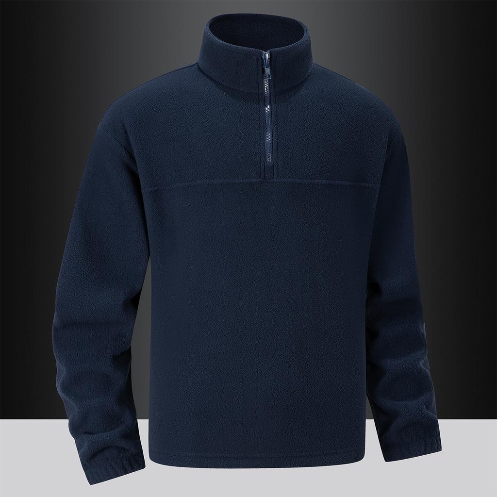Fleece Fleece Hoodie Men's Solid Color Half Zipper Fleece Jacket Stand Collar Jacket