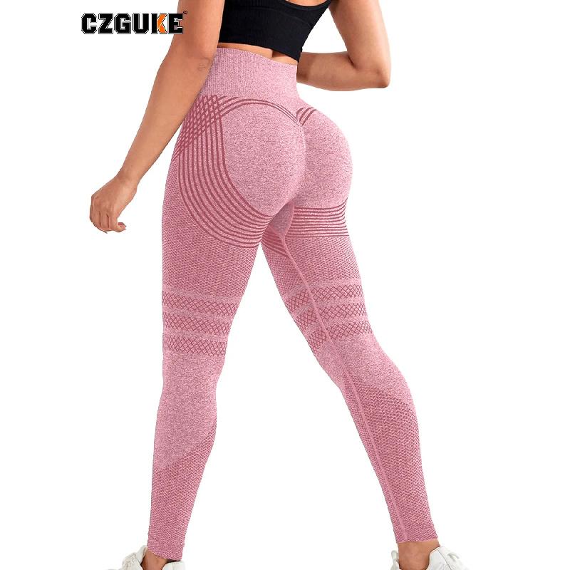 CZGUKE Women's Seamless Knitted Tight Pants with High Elasticity High Waist Fitness Training Fast Drying Breathable yoga Pants