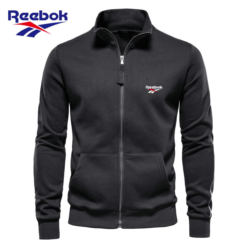 

Reebok 2026 Вишита Осінньо-Зимова Нова Чоловіча Толстовка на Блискавці з Стійкою Комірцем, Спортивний Кардиган-Куртка з Контрастними Кольорами, Повсякденна L