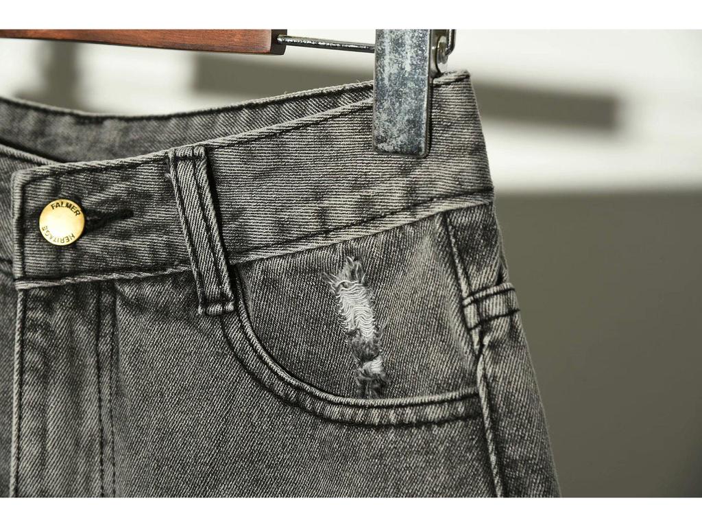 Korean High Waist Plus Size Raw Edge Denim Shorts for Women - Ripped, Slimming, Wide Leg A-Line Style