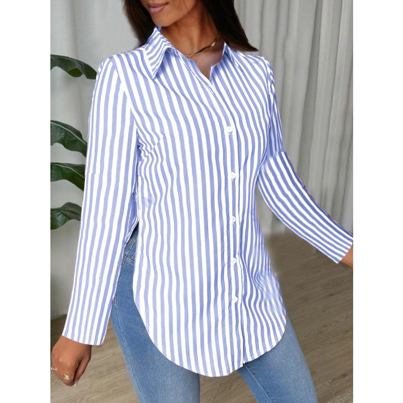 GMXIA Women's Fashion Spring Autumn POLO Neck Long Sleeve Casual Blouses & Shirts