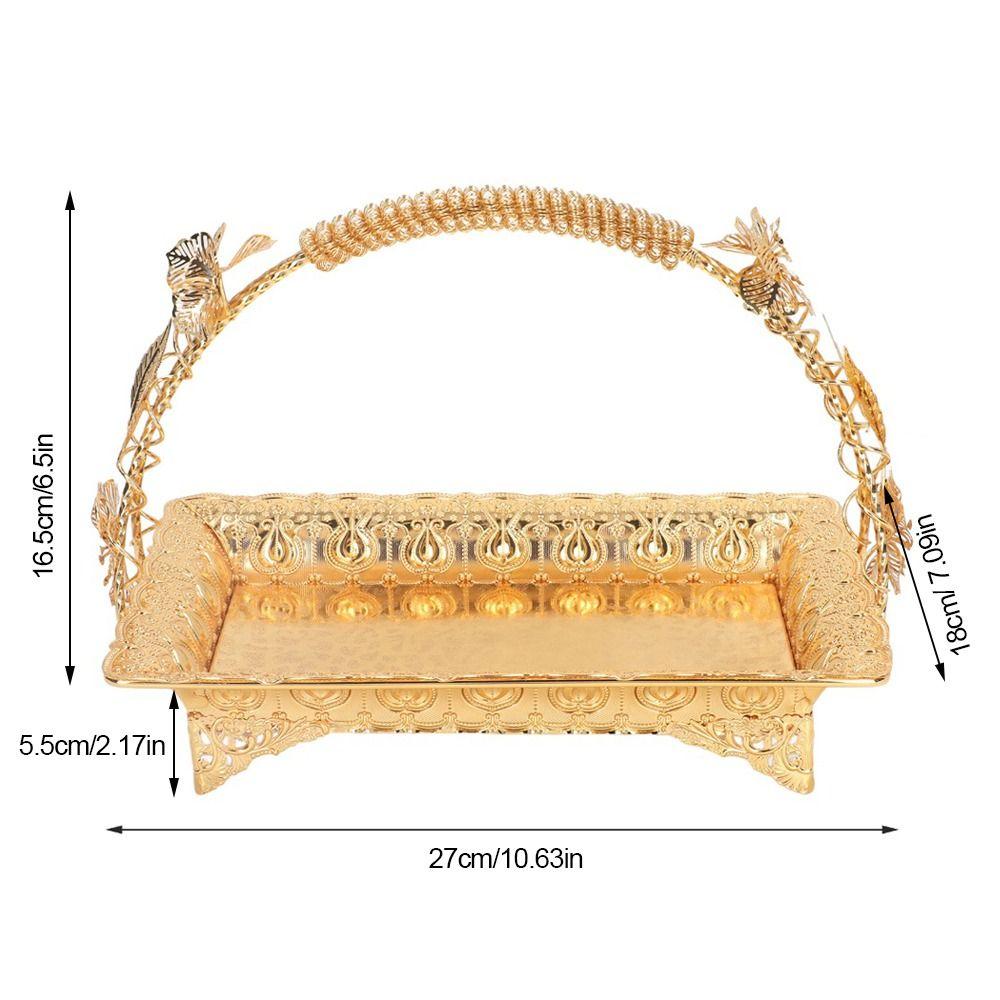 2pcs Alloy Metal Serving Tray Gold Vintage Tea Tray Decorative Coffee Tray  For Home Bar
