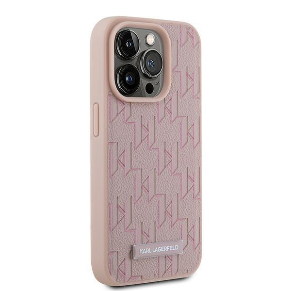 Karl Lagerfeld Klhmp15Lpkhporpp Iphone 15 Pro 6.1 Hardcase Różowy/Pink Leather Monogram Metal Logo Magsafe