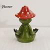 Vielseitige Tischdekorationen Yoga-Pilz Frosch Figur, Kreative Harzstatue, Niedliche Sitzende Tierfiguren Grünes Ornament für Zuhause Büro