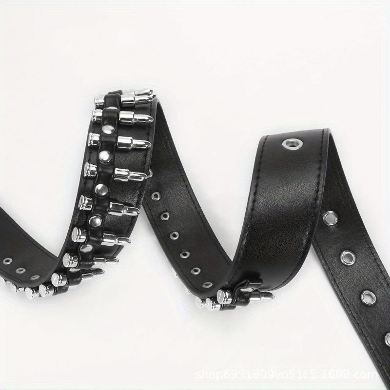 1Pc 43.31inch Punk Style Round Rivet Belt, Casual Wide Waist Belt with Panel, PU Leather Materials, for Men and Women, Night Out, Weekend Casual