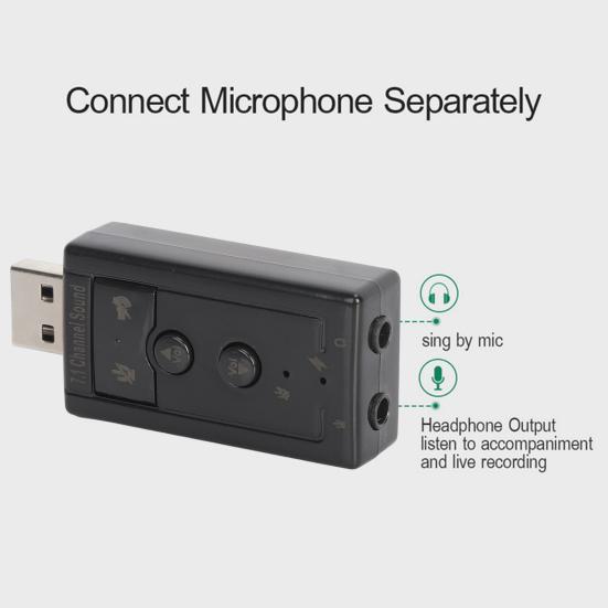 Sound Card Professional MIC Recording Function Audio Transfer Plug Play Analog 7.1 Channel USB External Sound Card for Home