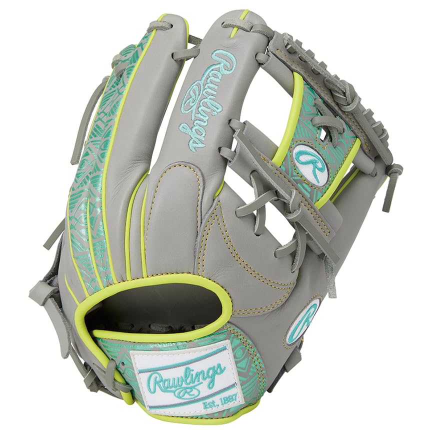 

Rawlings CLOUD METAL GR5FHCN62 Baseball Throw HOH® Glove, Soft, Infielder s, Gray/Mint, 11.25 inches, Right-Handed