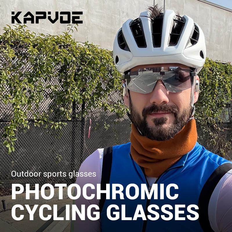 KAPVOE Photochromic Cycling Glasses Outdoor Bicycle Sunglasses Sports Eyewear Men MTB Cycling Sunglasses Women Road Bike Glasses