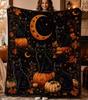 Czarny Kot Halloween Koc Dynia Księżyc Minky lub Sherpa Rzut, Straszny Jesienny Miłośnik Kotów Prezent Sofa Sypialnia Koc, Dekoracja Domu