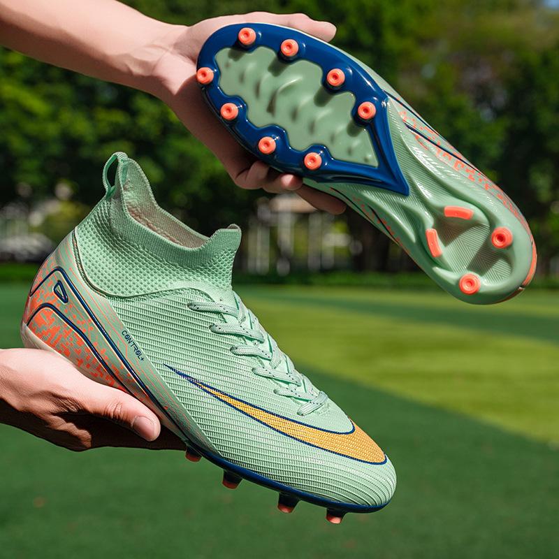 2025 new youth AG long nails TF broken nails high-top football shoes men's and women's grass training sports shoes