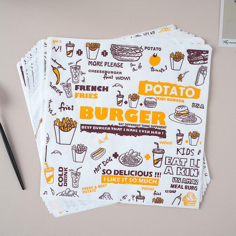 100 Fogli Carta Cerata Carta Grassa per Alimenti Carta da Imballaggio Carta per Avvolgere Pane Sandwich Hamburger Patatine Carta Oleata Strumenti per la Cottura