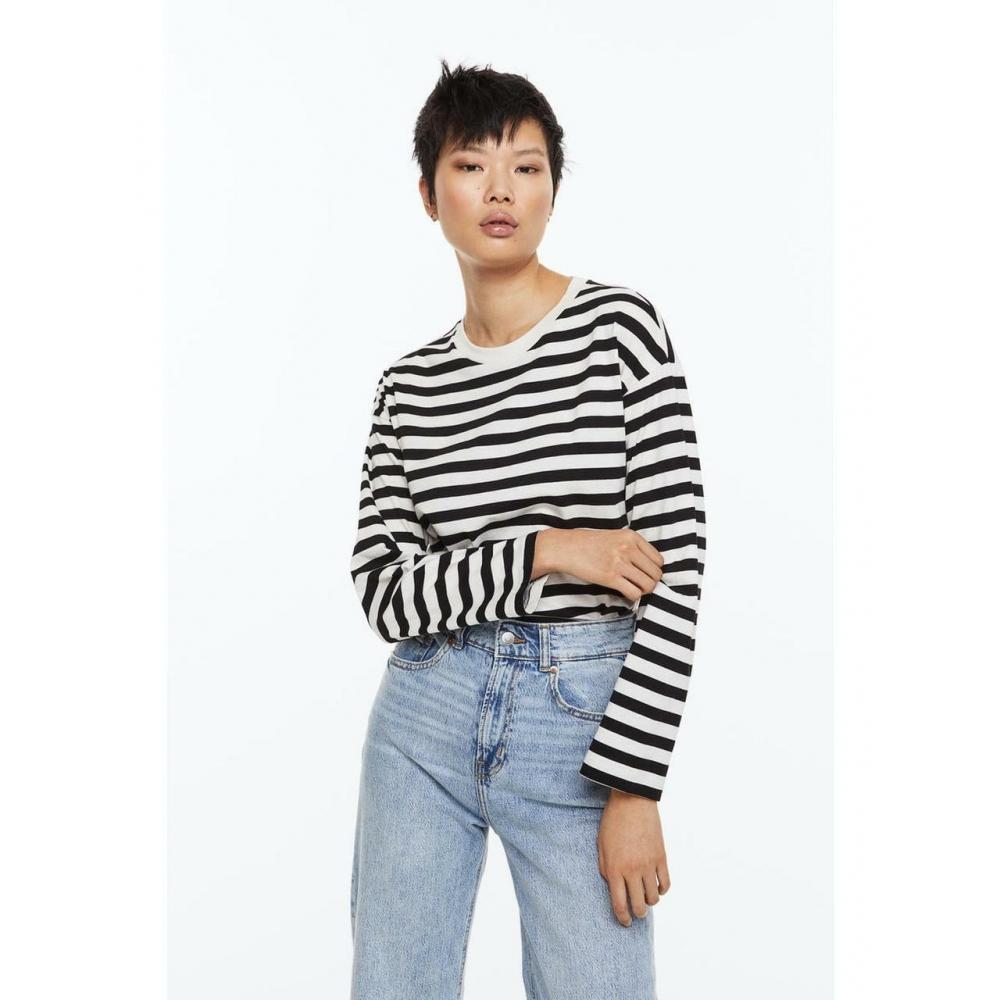 

H&M Long Sleeve Jersey Top Black Stripe 1117619004