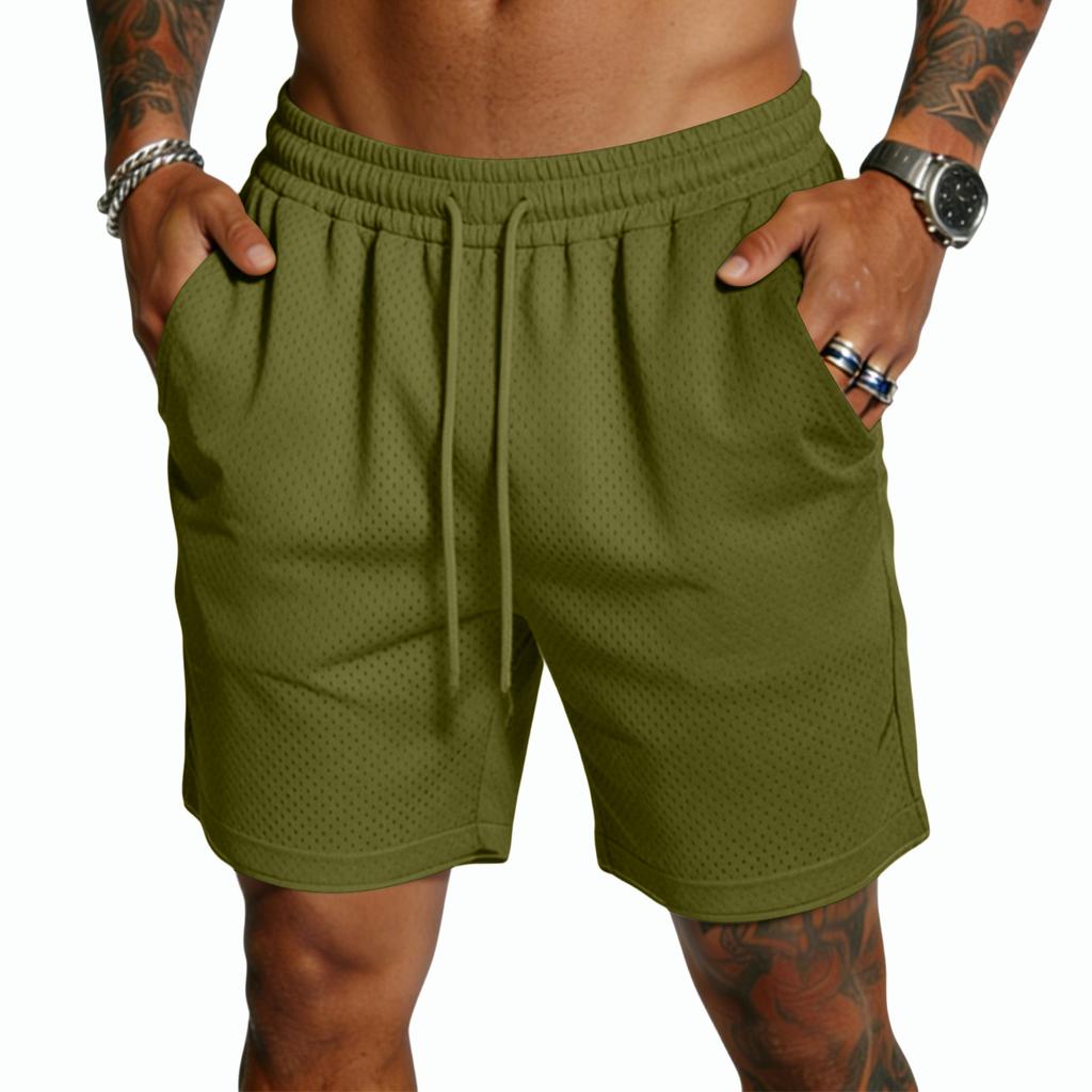 Men's Mesh Athletic Shorts with Elastic Waistband and Drawstring Adjustable Fit Breathable Sportswear for Training Running Gym