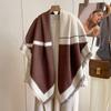 Korean Version Big V Scarf Women'S Imitation Cashmere Square Scarf Thickened Air-Conditioned Room Warm Shawl Cape