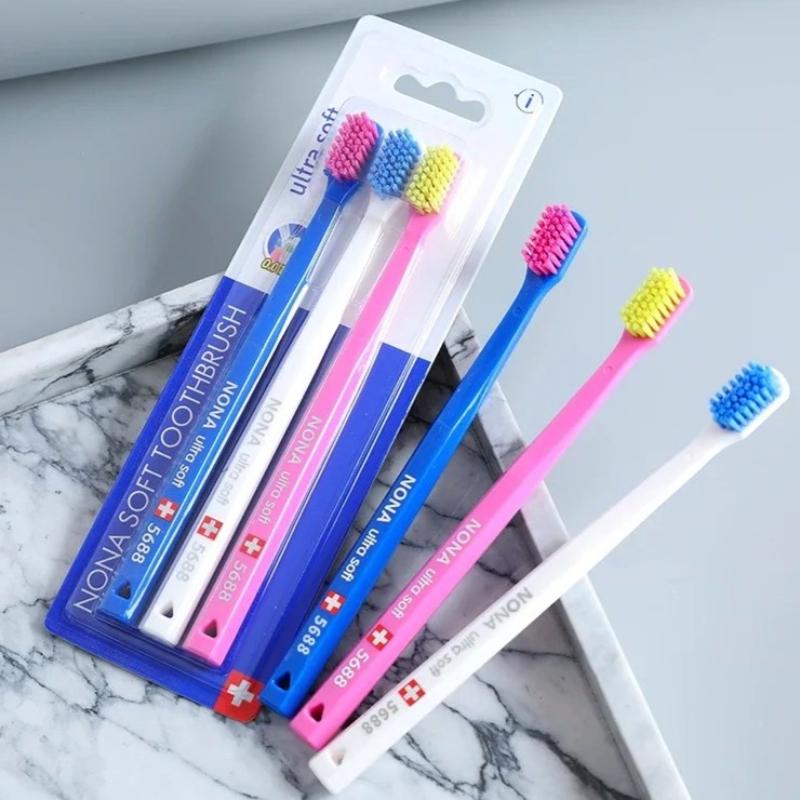 3Pcs Ultra-soft Microfiber Toothbrush 5460 High Density Manual Toothbrush Gentle Cleaning and Gum Care Home Set Swiss-style