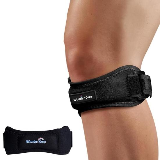 

Wonder Care неопреновый регулируемый наколенник с силиконовой вставкой для боли в колене, ремешок для надколенника для мужчин и женщин, свободный размер (1,Черный)