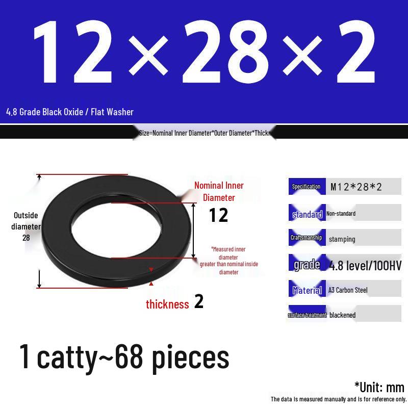 Blackened Enlarged Thickened Metal Washer - M3-M42