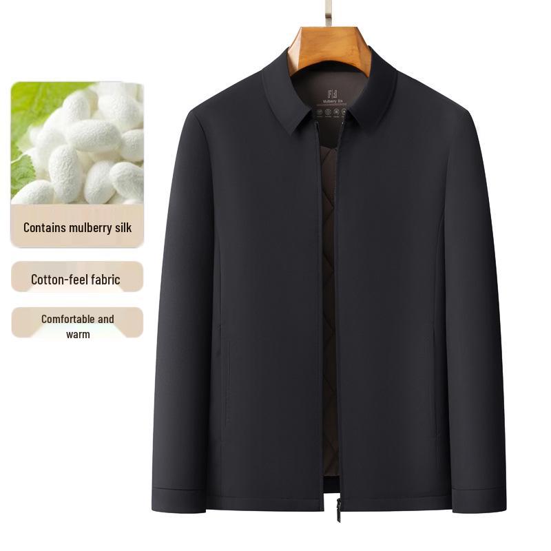 Men s Winter Thickened Business Casual Jacket with Mulberry Silk Filling M