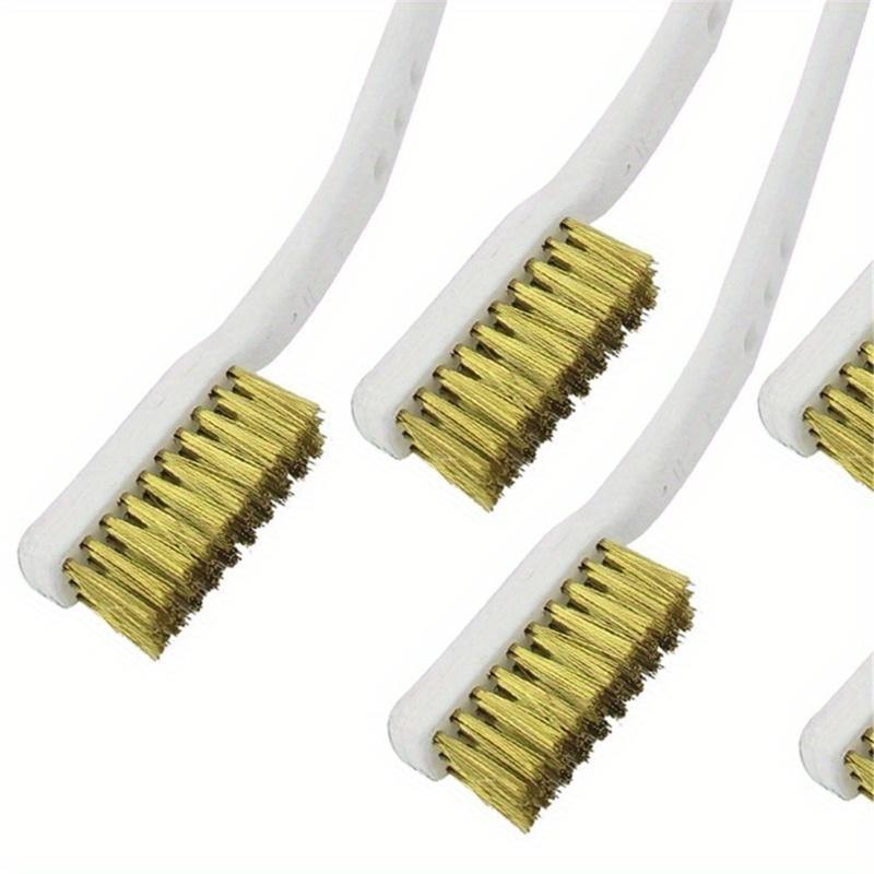 5pcs Brass Wire Brushes, Mini Paint Rust Remover, Steel Wire Brushes for Industrial Metal Polishing and Burring Cleaning