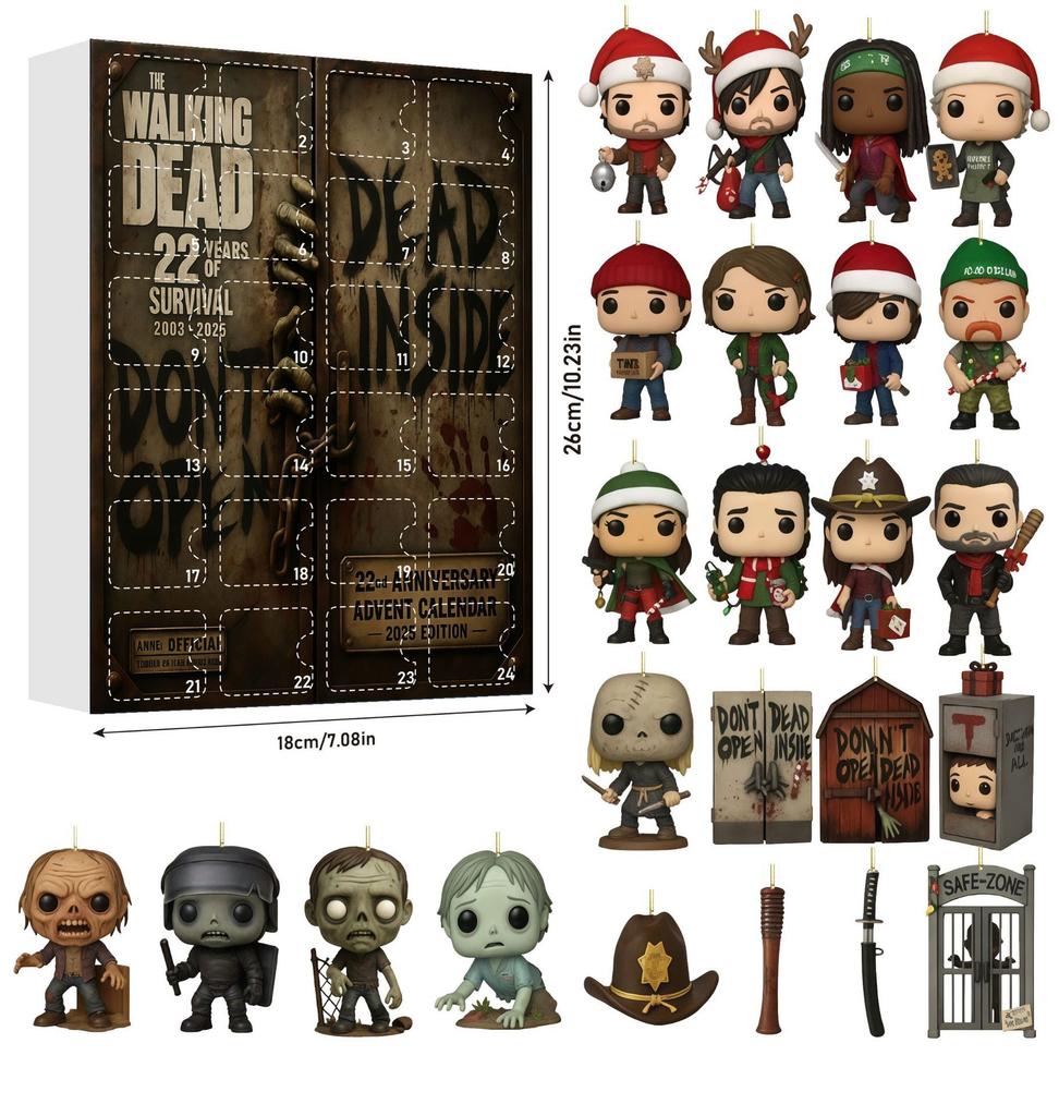 Stranger Things/Walking Dead Advent Calendar Blind Box Chocolate Christmas Tree Ornament Gift Set 24 Days