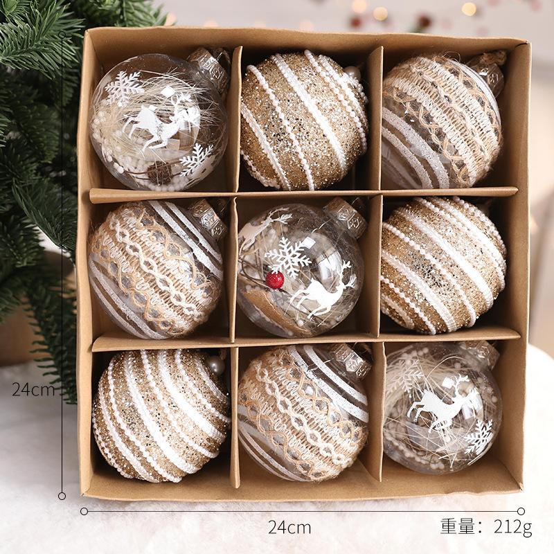 8cm Stoffbezogene Weihnachtskugeln Baumschmuck für Feiertagsdeko Heimparty Geschenk Dekorationen