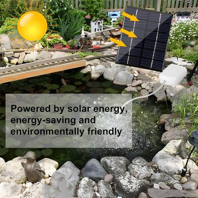 Solar Pond Aerator with Air Pump 2000mA Backup Battery Aquarium Oxygen Aerator Air Pump with Pipe Air Bubble Stones for