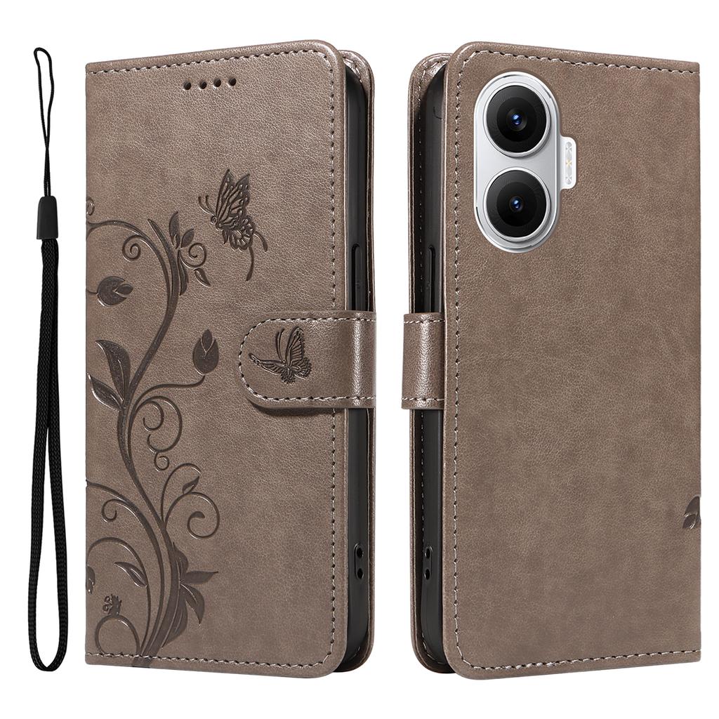 For Xiaomi Poco F7 5G/Xiaomi Redmi Turbo 4 Pro 5G PU Leather Cases Flower Pattern Wallet Stand Phone Cover with Strap