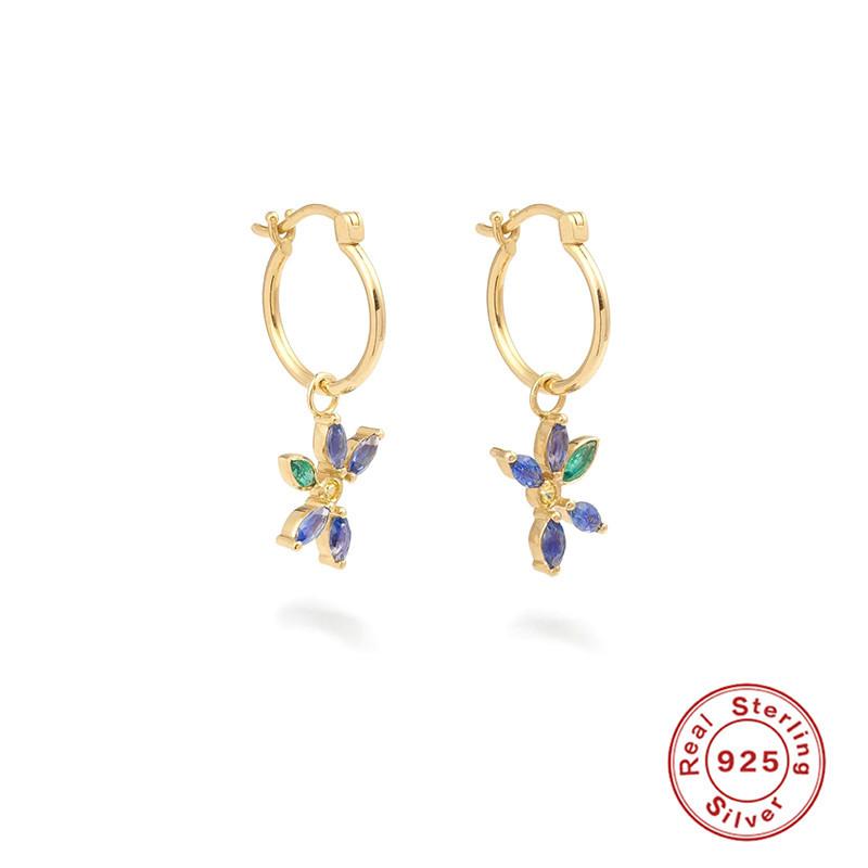 Cercei Eleganti Temperament Argint Sterling S925 Cercei cu Franjuri Diamante Colorate Cercei Super Zână Floare Stil Francez Femei