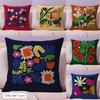 Flower Cushion Cover Natural Linen Organic Fabric Double-Sided Printing Sofa Home Decor Gift Pillow Cover
