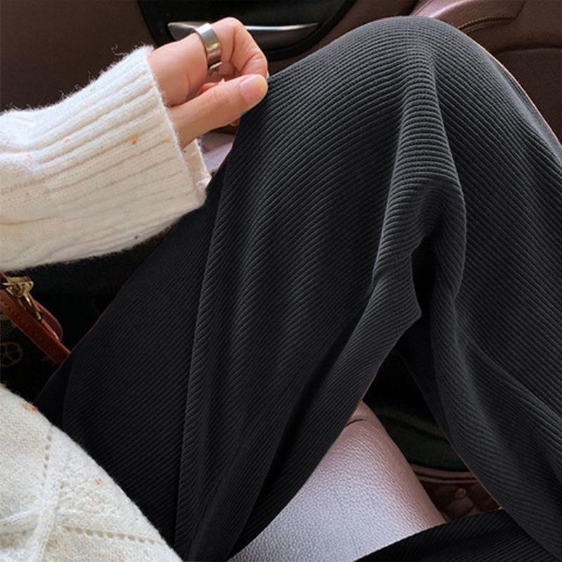 Maternity High-Waisted Pinstripe Wide-Leg Pants - Spring/Autumn Drapey Abdominal Support Trousers