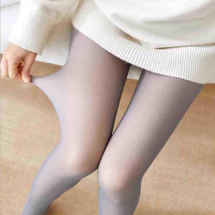 Autumn/Winter 2025 Grey Fleece Lined High-Waisted Sheer Look Leggings
