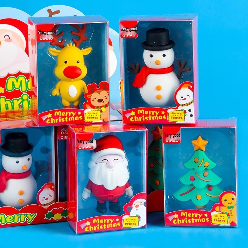 3D Christmas Cartoon Santa & Reindeer Eraser Set 8413 Christmas