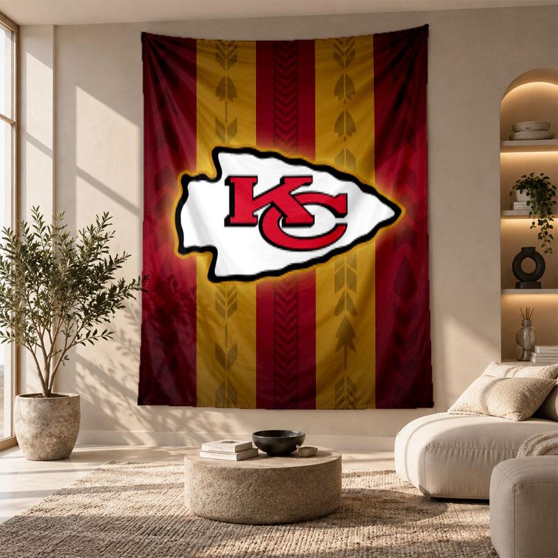 Arazzo Decorativo, Arte da Parete Stampato Kansas City Chiefs, Appeso da Parete Leggero per Sfondo Camera da Letto