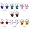 Christmas Elk Shape Earrings Women Girls Xmas Rhinestones Crystal Ear Clip 