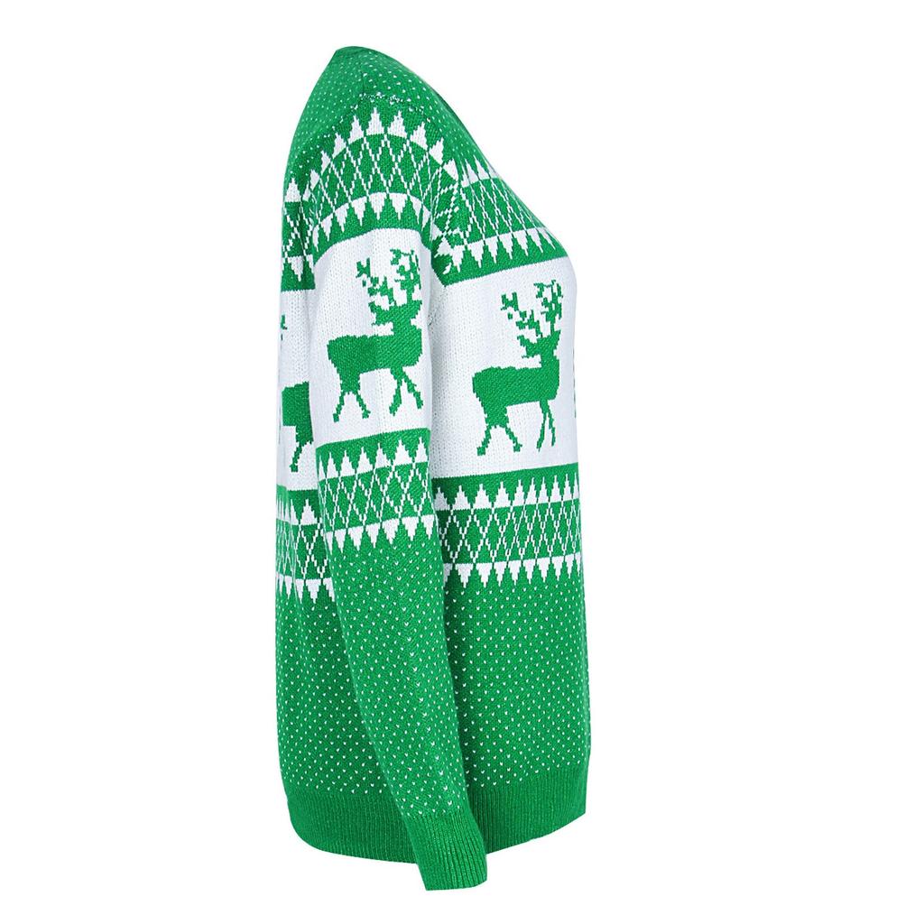 Women Christmas Sweater Long Sleeve  Christmas Tree Knitting Sweater Tops