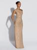 2026 European Spring/Autumn Rhinestone One-Shoulder Cut-Out Slim Fit Long Dress for Women