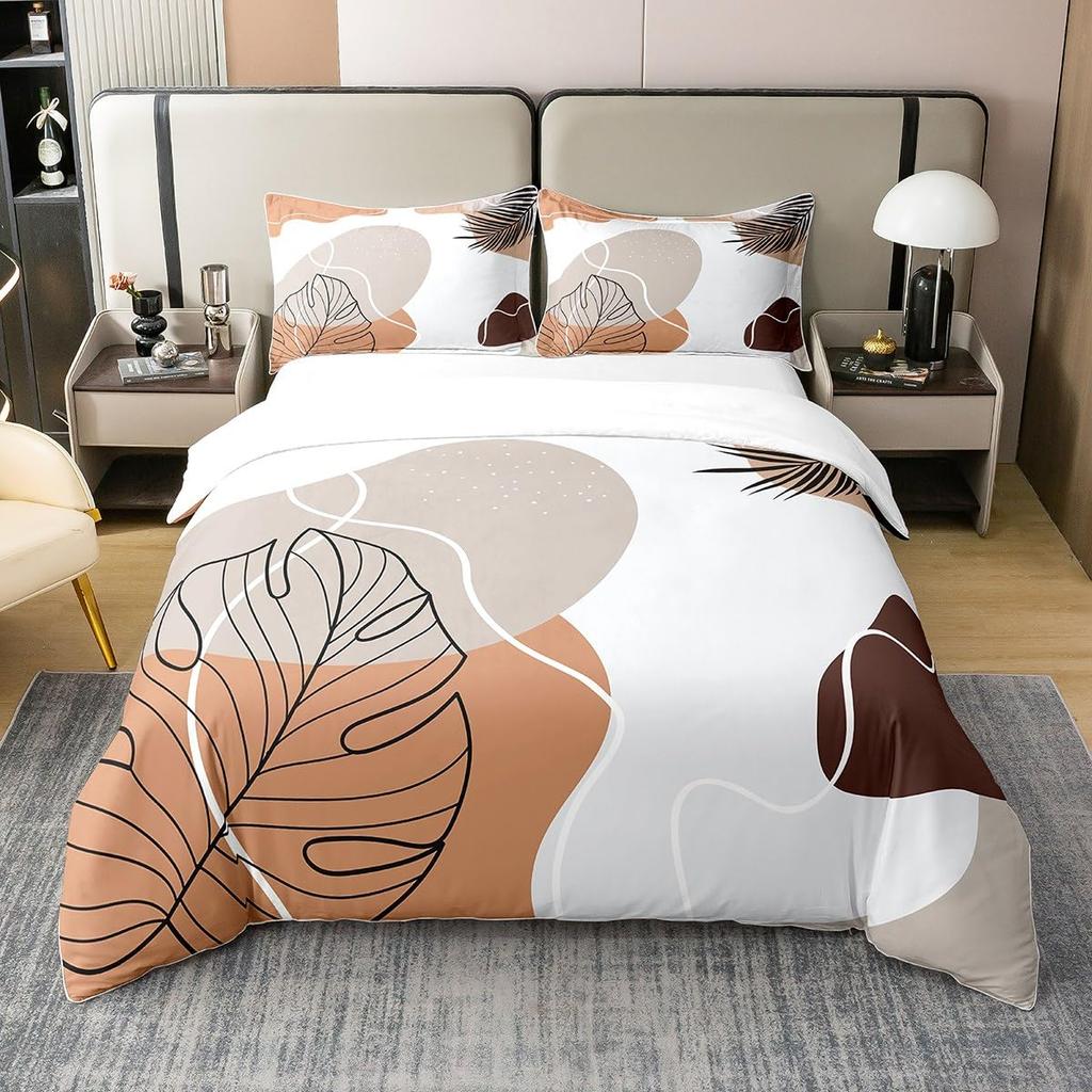 Queen Size Teen Simple Duvet Cover For Girls Women Modern Bedding Set Mid Century Quilt Cover Boho Abstract Art Set 3-Piece Set