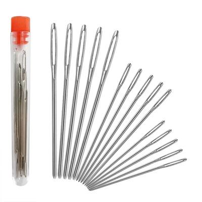 1/15 STK DIY Bastelwerkzeuge Nadeln mit großem Öhr Edelstahl Stickerei Kreuzstich Strickgarn Nähen Handhäkelnadel Set Kit
