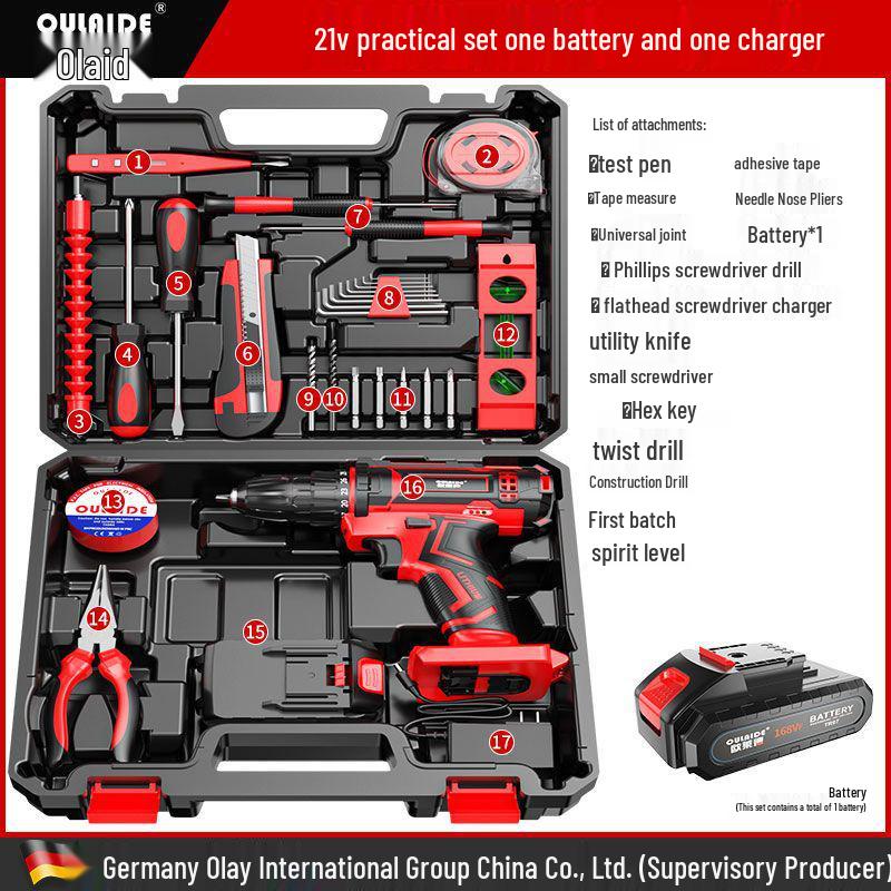 Oulide Rechargeable Lithium Drill & Electric Screwdriver Set