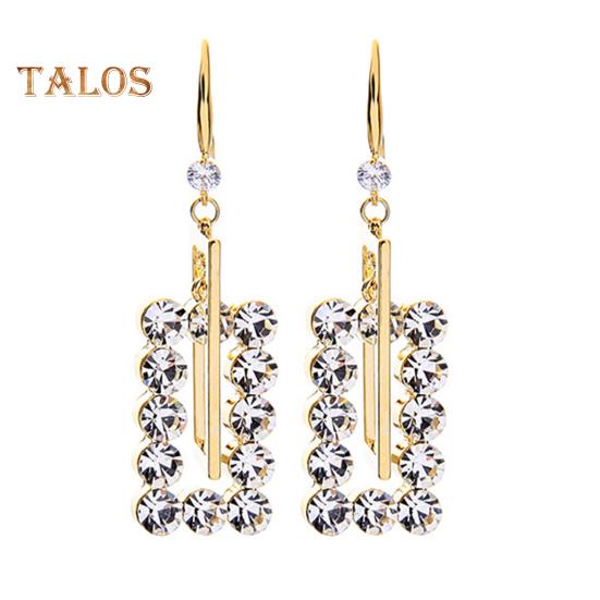 

1 пара женских сережек-крючков в стиле ретро, геометрическая форма, кубический цирконий, украшение, преувеличенный стиль, клубные выпускные висячие серьги золотистый