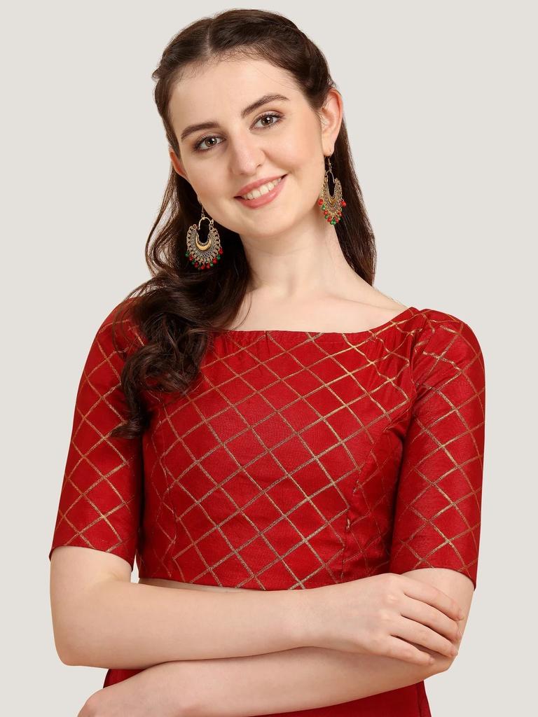 Hermosa Blusa de Trabajo Tejida en Jacquard Ropa para Fiesta de Boda India Choli Cosido
