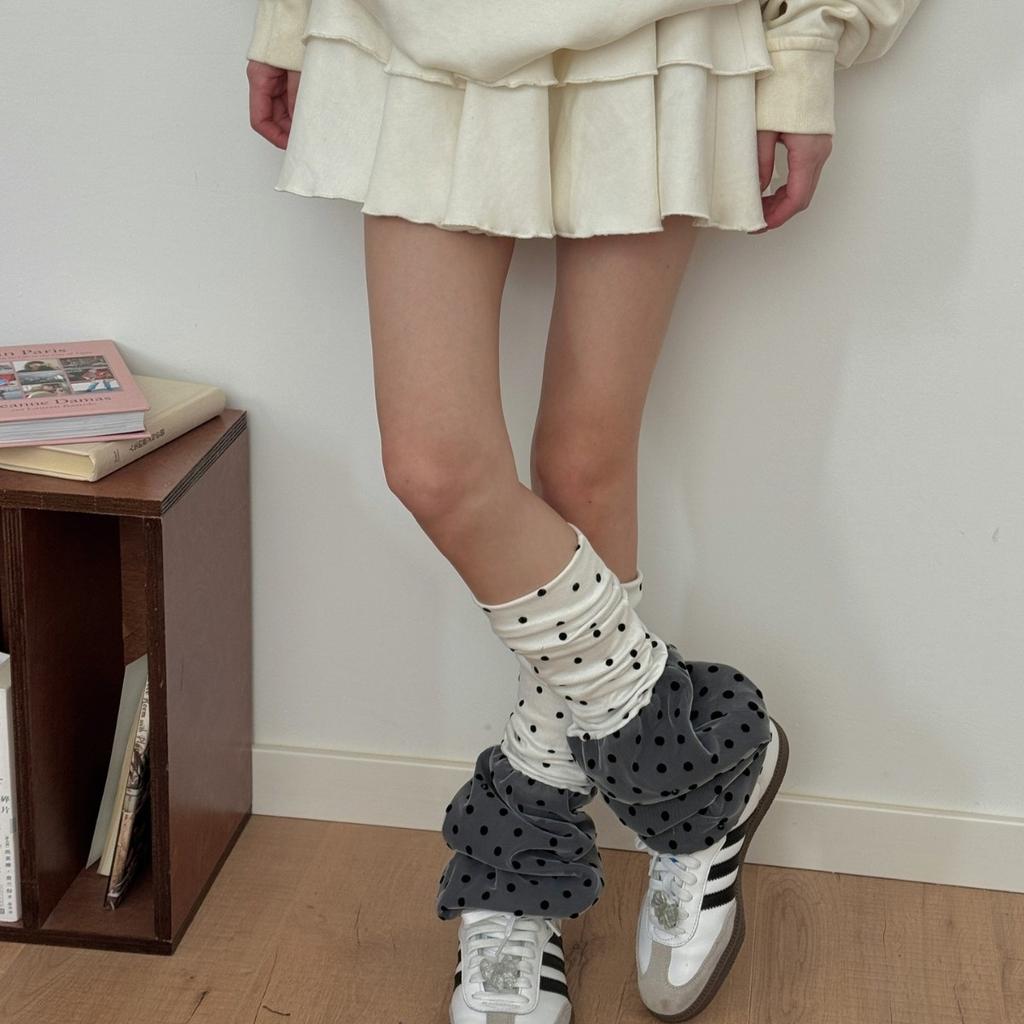 Y2K Girls Polka Dot Leg Warmers Sweet Niche Design Collgege Style Lolita Cute Long Stockings Fashion Versatile Middle Tube Socks