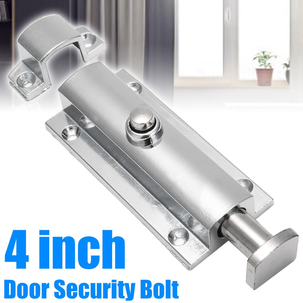 1/ 4 inch Aluminum Alloy Silver Window Panel Gate Security Pull Ring Spring Bounce Door Bolt Automatic Latch Lock Door Window Panel