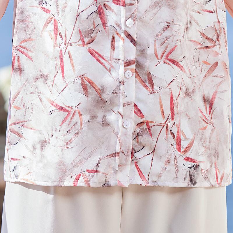 Women's Chinese Style Bamboo Leaf Chiffon Blouse