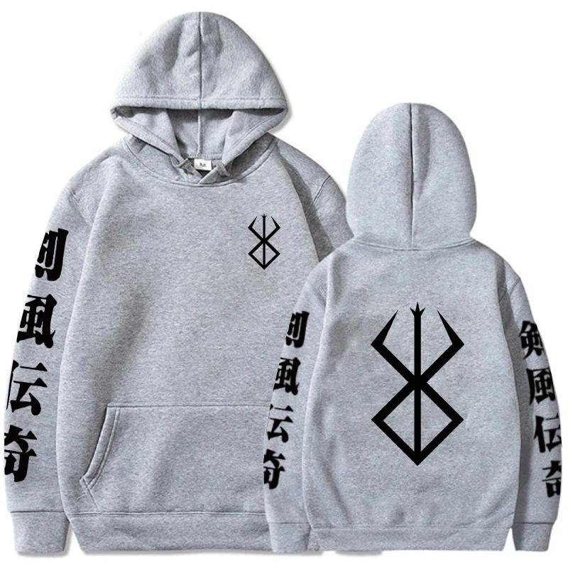 Anime Berserk Manga Logo Hoodies Hip Hop Long Sleeve Casual Loose Print Anime Unisex Oversized Sweatshirt