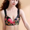E-Cup Plus-Size-BH, dünn, sexy Blumenmuster, kein Stahlring, rot, gerafftes Bralette, unsichtbarer Push-Up-BH, ausgefallene Unterwäsche, sinnliche Dessous